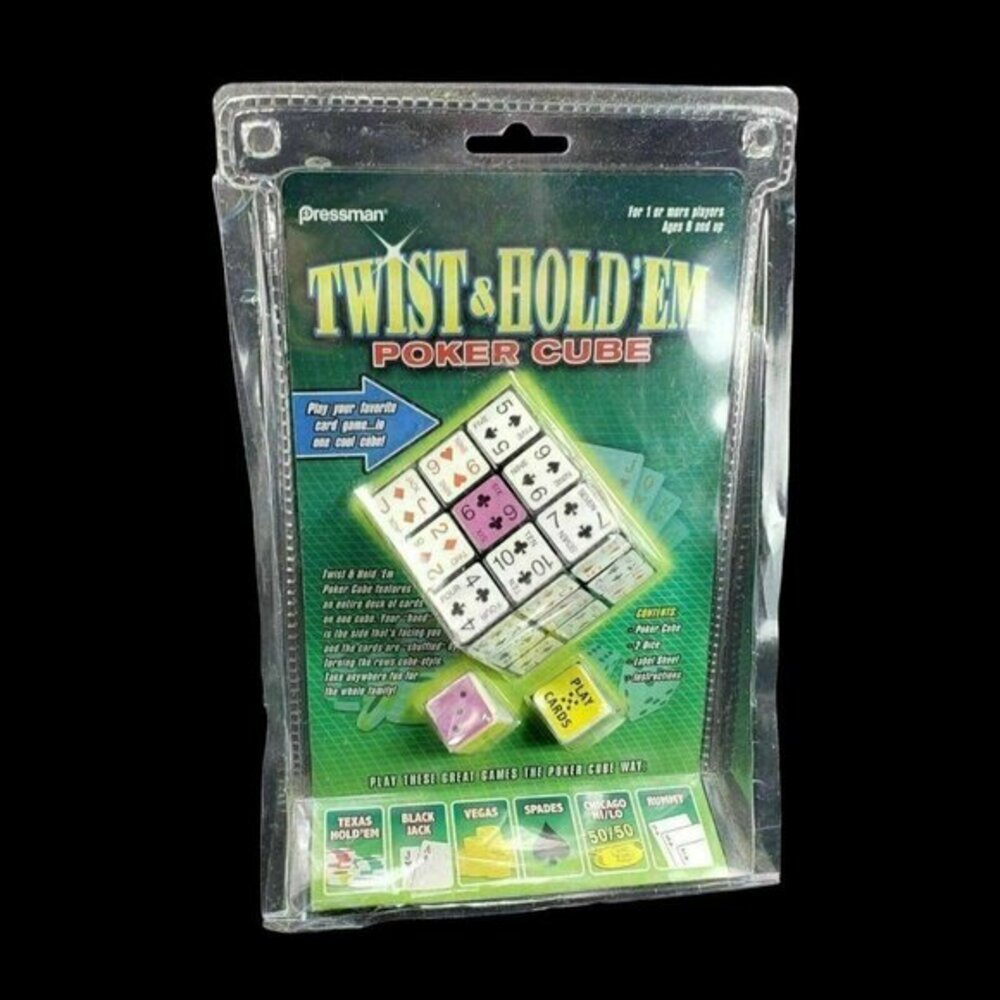 Twist and Hold Texas Hold Em‎ Poker Card Game Cube Travel Pressman New Sealed